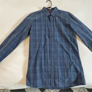 HUGO BOSS Blue Plaid Long Sleeve Shirt